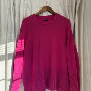 GAP cotton thick heavy Women's pink ribbed cuff split hem 100% cotton sweater